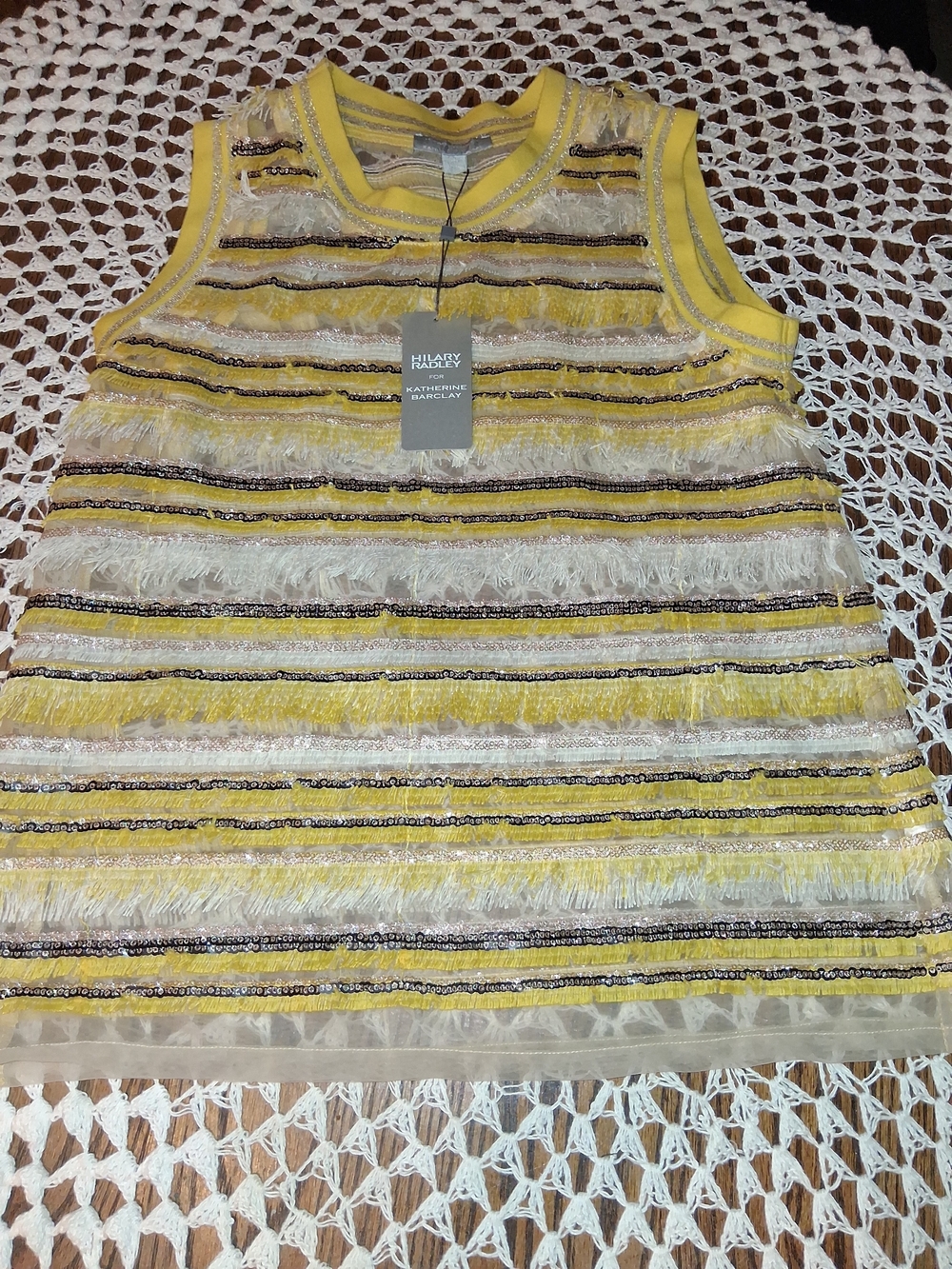 Katherine Barclay Yellow & White Fringed Stripe Womens Shirt